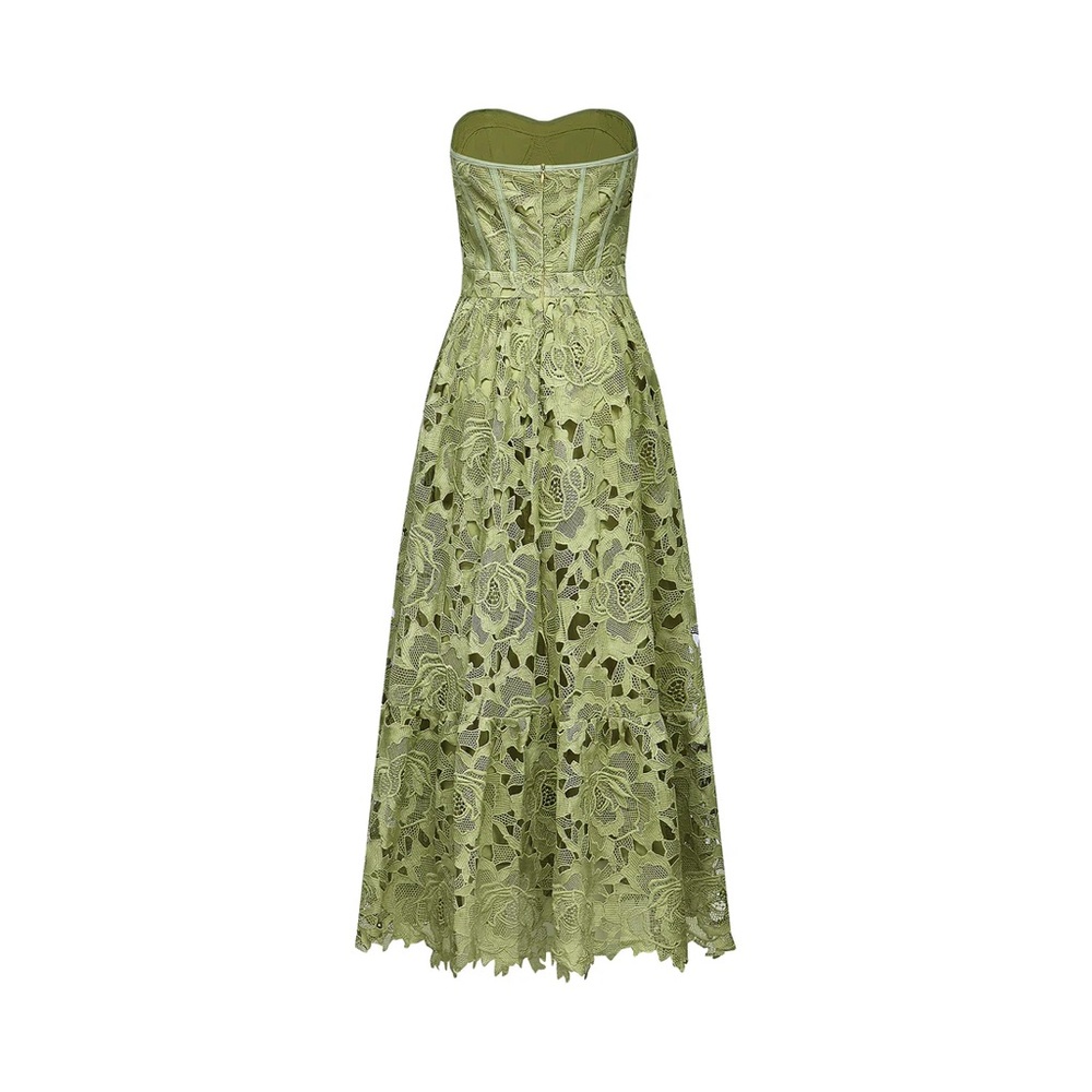 Elegant Green Lace Midi Dress